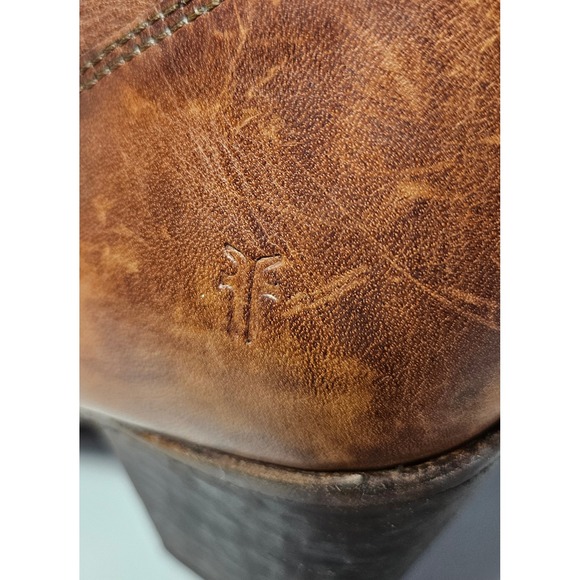 FRYE Women's Veronica Short Boots Brown Leather Western Ankle Booties Size 9.5B - Picture 7 of 8